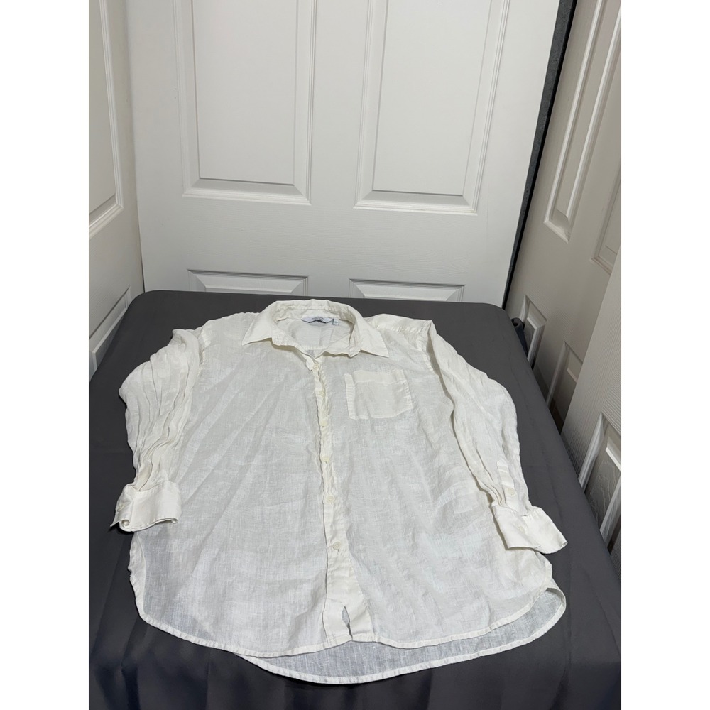 & Other Stories Stockholm Atelier 100% Linen Button Down Shirt Cream Small